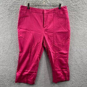 212 Collection Womens Crop Pants 16 Pink High Rise Zip Front Capris Stretch